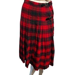 Vintage Red Wool Plaid Scottish Wrap Skirt ❤️‍🔥